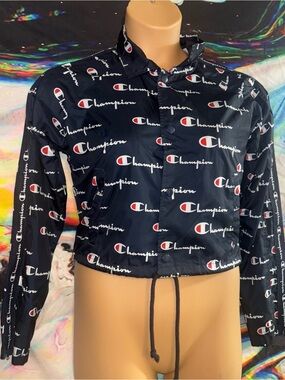 Champion All-Over Print Cropped Windbreaker Jacket